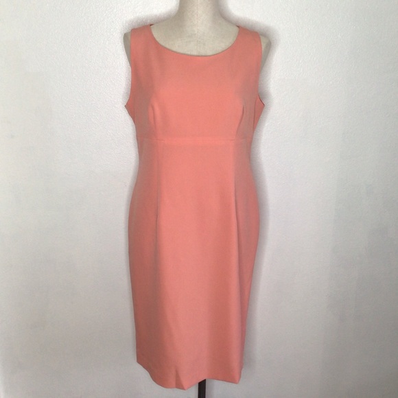 Black Label Evan-Picone Sleeveless Peach Sheath Dress - Picture 3 of 12